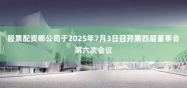 股票配资哪公司于2025年7月3日召开第四届董事会第六次会议